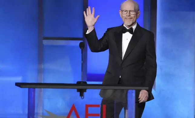 Filmmaker Ron Howard walks onstage during the 50th AFI Life Achievement Award tribute to Francis Ford Coppola on Saturday, April 26, 2025, at the Dolby Theatre in Los Angeles. (AP Photo/Chris Pizzello)