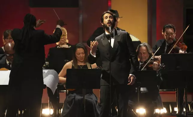 Singer Josh Groban performs with an orchestra during the 50th AFI Life Achievement Award tribute to Francis Ford Coppola on Saturday, April 26, 2025, at the Dolby Theatre in Los Angeles. (AP Photo/Chris Pizzello)