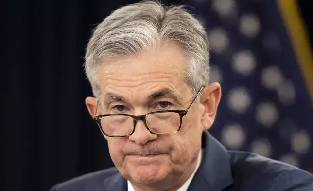 FILE - In this July 31, 2019, file photo, Federal Reserve Chairman Jerome Powell speaks during a news conference following a two-day Federal Open Market Committee meeting in Washington. (AP Photo/Manuel Balce Ceneta, File)