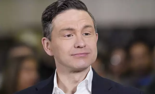 FILE - Canada Federal Conservative Leader Pierre Poilievre appears at a federal election campaign event in Brampton, Ontario, March 24, 2025. (Chris Young/The Canadian Press via AP, File)