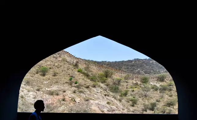A view of the countryside from the perspective of Amber Fort, a historical site, in Jaipur, India, Tuesday, April 22, 2025. (Kenny Holston/The New York Times via AP, Pool)