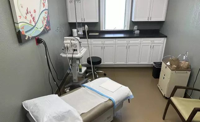 A procedure room at Wellspring Health Access, Wyoming's only abortion clinic, is seen Tuesday, April 8, 2025, in Casper, Wyo. (AP Photo/Mead Gruver)