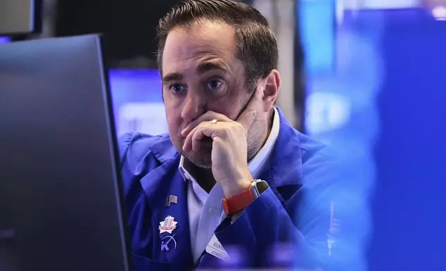 Specialist Genarro Sapolito works on the floor of the New York Stock Exchange, Thursday, April 24, 2025. (AP Photo/Richard Drew)