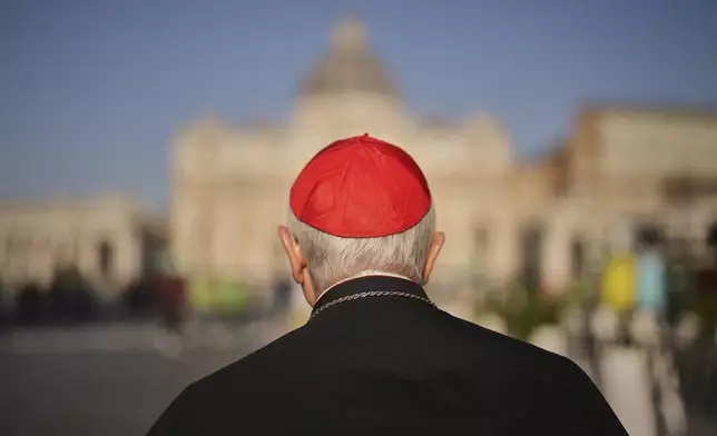 Cardinal Silvano Tomasi arrives in St. Peter's Square at the Vatican, Tuesday, April 22, 2025. (AP Photo/Francisco Seco)