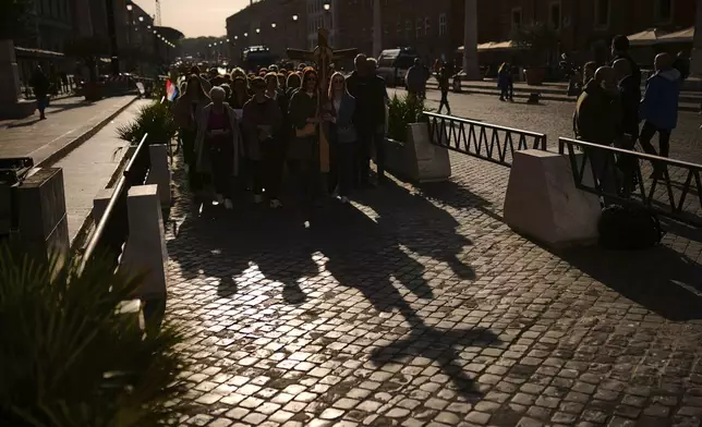 Pilgrims from Croatia arrive at the Vatican, Tuesday, April 22, 2025. (AP Photo/Francisco Seco)