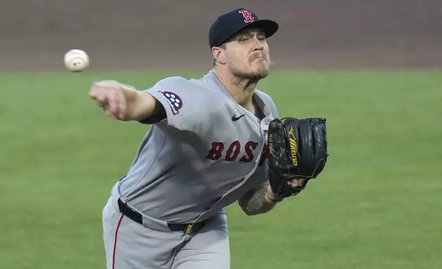 Boston Red Sox's Tanner Houck pitches to the Tampa Bay Rays during the second inning of a baseball game Monday, April 14, 2025, in Tampa, Fla. (AP Photo/Chris O'Meara)