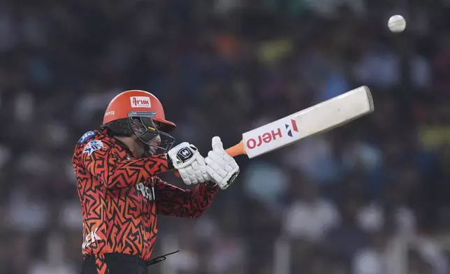 Sunrisers Hyderabad's Abhishek Sharma plays a shot during the Indian Premier League cricket match between Gujarat Titans and Sunrisers Hyderabad at Narendra Modi Stadium in Ahmedabad, India, Friday, May 2, 2025. (AP Photo/Siddharaj Solanki)