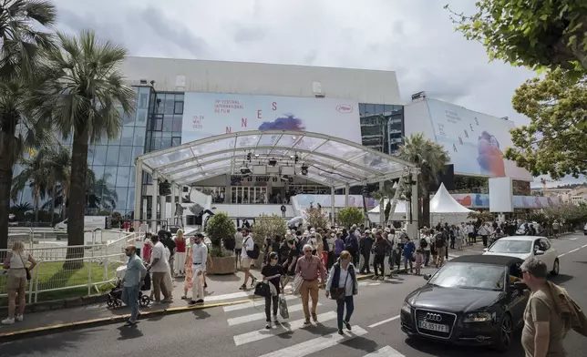 The Palais des festivals ahead of the 78th international film festival in Cannes, southern France, Sunday, May 11, 2025. The Cannes film festival runs from May 13 until May 24, 2025. (AP Photo/Lewis Joly)