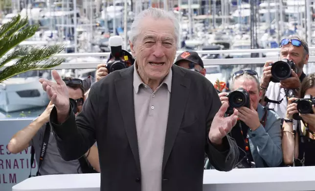 Honorary Palme d'Or recipient Robert De Niro poses for photographers during a photo call at the 78th international film festival, Cannes, southern France, Tuesday, May 13, 2025. (Photo by Joel C Ryan/Invision/AP)