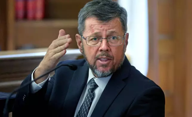 Dr. Judson Welcher, Biomechanical Engineer and Accident Reconstructionist, testifies during the Karen Read murder trial at Norfolk Superior Court, Tuesday, May 27, 2025, in Dedham, Mass. (Matt Stone/The Boston Herald via AP, Pool)