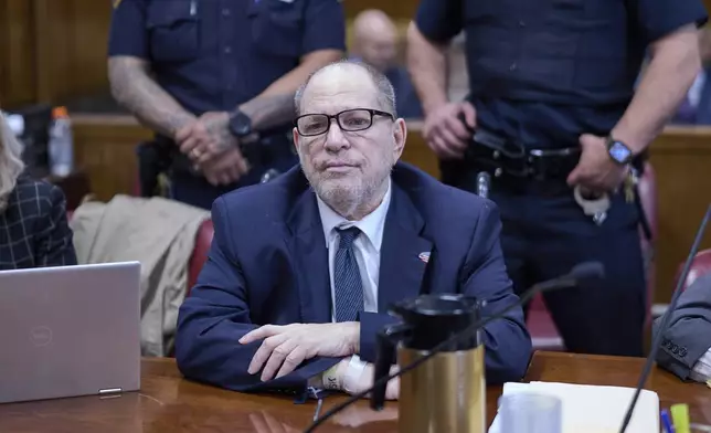 Harvey Weinstein appears in state court in Manhattan for his retrial on Friday, May 9, 2025 in New York. (Curtis Means/Pool Photo via AP)