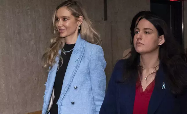 Kaja Sokola walks outside court during Harvey Weinstein's trial at state court in Manhattan, Friday, May 9, 2025, in New York. (AP Photo/Ted Shaffrey)