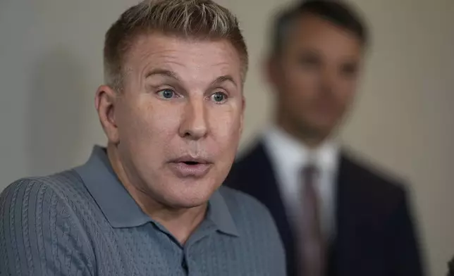 Reality television star Todd Chrisley speaks during a news conference on Friday, May 30, 2025 in Nashville, Tenn. (AP Photo/George Walker IV)
