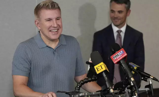 Reality television star Todd Chrisley speaks during a news conference on Friday, May 30, 2025 in Nashville, Tenn. (AP Photo/George Walker IV)
