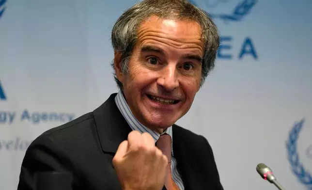 Rafael Mariano Grossi, the director-general of the International Atomic Energy Agency, speaks to journalists attending a weeklong seminar at the agency in Vienna, Austria, Wednesday, May 28, 2025. (AP Photo/Jon Gambrell)