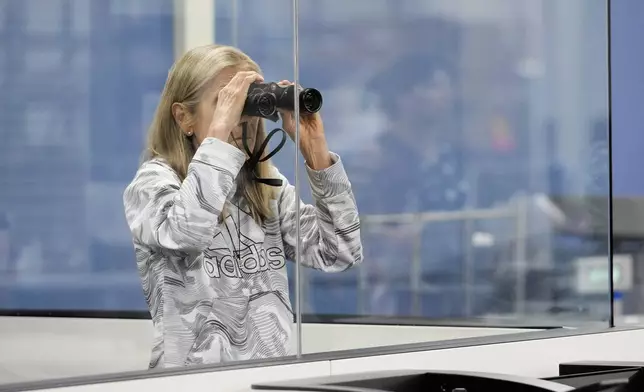 FILE - An observer watches as election workers sort mail-in ballots at the Washoe County Registrar of Voters office, Nov. 5, 2024, in Reno, Nev. (AP Photo/Godofredo A. Vásquez, File)