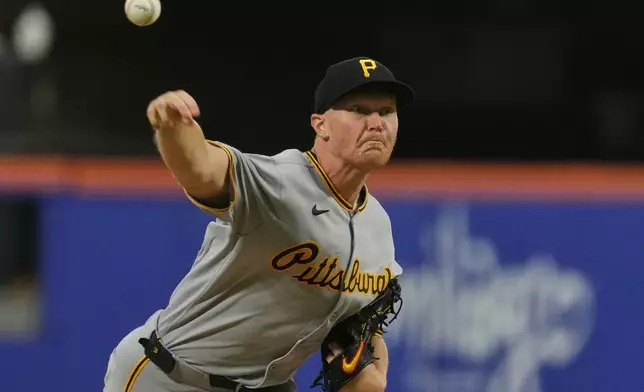 Pittsburgh Pirates' Mitch Keller pitches during the second inning of a baseball game against the New York Mets Tuesday, May 13, 2025, in New York. (AP Photo/Frank Franklin II)