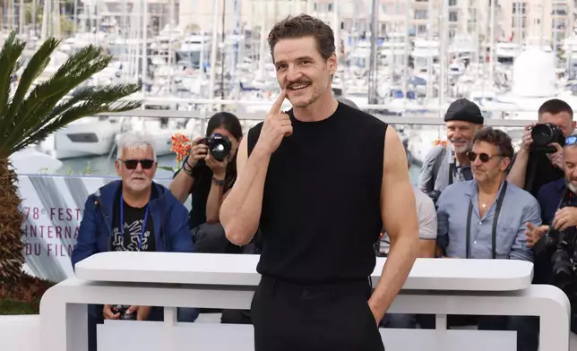 Pedro Pascal poses for photographers at the photo call for the film 'Eddington' at the 78th international film festival, Cannes, southern France, Saturday, May 17, 2025. (Photo by Joel C Ryan/Invision/AP)