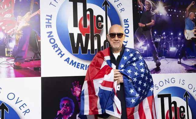 Pete Townshend poses for photographers during the announcement of ' The Who: The Song Is Over, The North American Farewell Tour' on Thursday, May 9, 2025, in London. (Photo by Scott A Garfitt/Invision/AP)