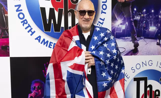 Pete Townshend poses for photographers during the announcement of ' The Who: The Song Is Over, The North American Farewell Tour' on Thursday, May 9, 2025, in London. (Photo by Scott A Garfitt/Invision/AP)