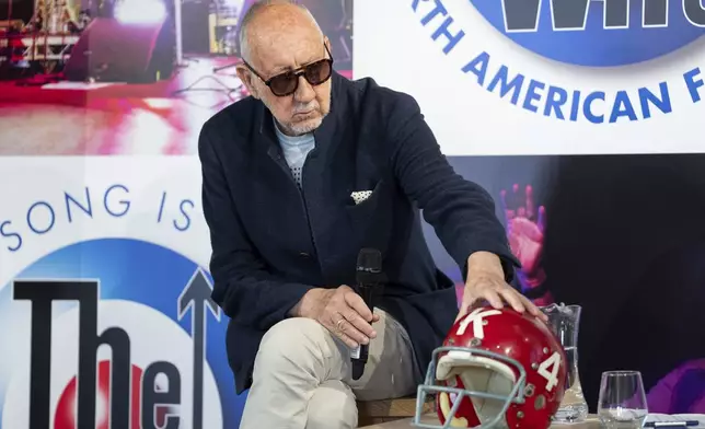 Pete Townshend speaks during the announcement of ' The Who: The Song Is Over, The North American Farewell Tour' on Thursday, May 9, 2025, in London. (Photo by Scott A Garfitt/Invision/AP)