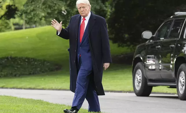 President Donald Trump departs the White House en route to Trump National Golf Club Washington DC for a crypto dinner, Thursday, May 22, 2025, in Washington. (AP Photo/Jacquelyn Martin)