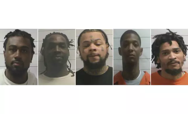 This photo combo shows inmates who escaped from a New Orleans jail, from left, Lenton Vanburen Jr, Jermaine Donald, Antonine T Massey, Derrick D. Groves, and Leo Tate Sr. (Orleans Parish Sheriff's Office via AP)