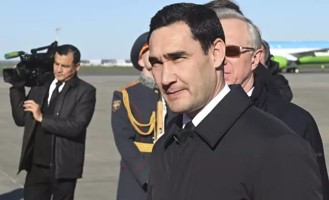 Turkmenistan President Serdar Berdimuhamedow arrives in Moscow, Russia, Friday, May 9, 2025, for celebrations of the 80th anniversary of the Soviet Union's victory over Nazi Germany during the World War II. (Mikhail Voskresensky/Photo host agency RIA Novosti via AP)