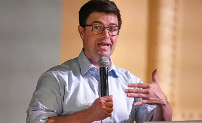FILE - Pittsburgh mayoral candidate Corey O' Connor speaks at a candidate's forum held at Perry Traditional Academy in Pittsburgh, April, 24,. 2025. (AP Photo/Gene J. Puskar, File)