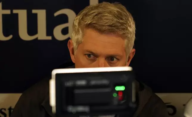 Mike Elias, executive vice president and general manager for the Baltimore Orioles, speaks to the media before a baseball game against the Milwaukee Brewers, Tuesday, May 20, 2025, in Milwaukee. (AP Photo/Aaron Gash)