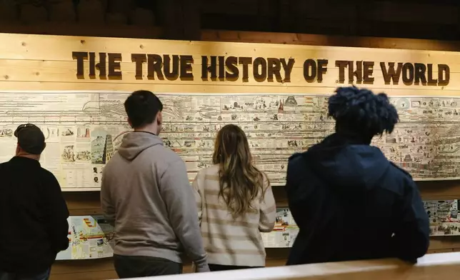 Visitors looks at a display at the Ark Encounter in Williamstown, Ky., Friday, March 21, 2025. (AP Photo/Madeleine Hordinski)