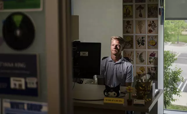 Austin Kissinger is seen at Gatton Student Center on the University of Kentucky's campus Tuesday, April 29, 2025, in Lexington, Ky. (AP Photo/Jon Cherry)