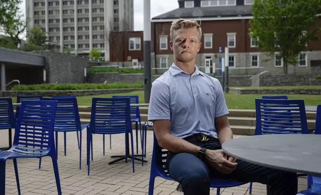 Austin Kissinger is seen at Gatton Student Center on the University of Kentucky's campus Tuesday, April 29, 2025, in Lexington, Ky. (AP Photo/Jon Cherry)