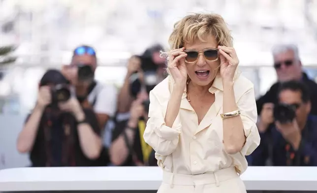 Valeria Golino poses for photographers at the photo call for the film 'Fuori' at the 78th international film festival, Cannes, southern France, Wednesday, May 21, 2025. (Photo by Lewis Joly/Invision/AP)