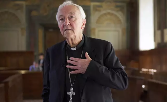 Cardinal Vincent Nichols attends an interview at the Venerable English College, in Rome, Friday, May 2, 2025. (AP Photo/Alessandra Tarantino)