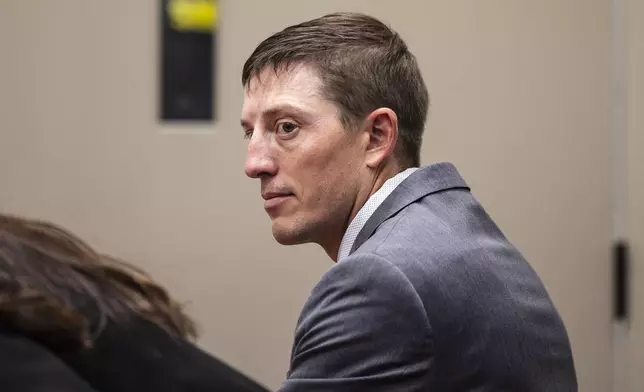Former Grand Rapids Police officer Christopher Schurr appears at the Kent County Courthouse in Grand Rapids, Mich., Thursday, May 8, 2025. (Joel Bissell/MLive.com/Kalamazoo Gazette via AP)