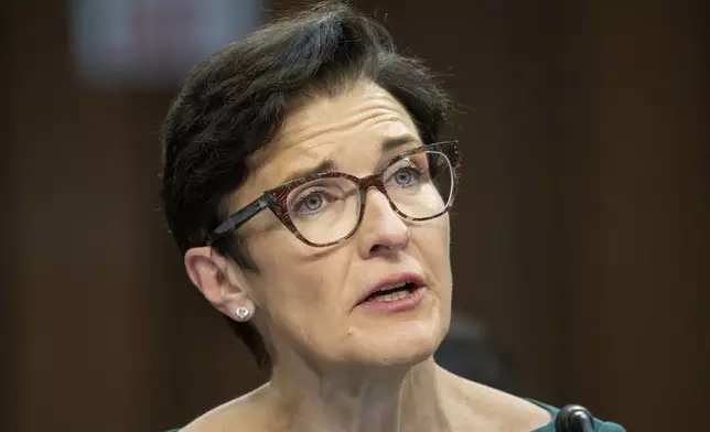 FILEw - Jane Fraser, CEO, Citigroup, speaks during a Senate Banking, Housing, and Urban Affairs Committee oversight hearing to examine Wall Street firms on Capitol Hill, Wednesday, Dec. 6, 2023 in Washington. (AP Photo/Alex Brandon, File)