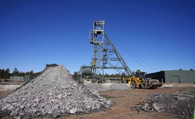 FILE - A uranium ore pile is the first to be mined at the Energy Fuels Inc. uranium Pinyon Plain Mine Wednesday, Jan. 31, 2024, near Tusayan, Ariz. (AP Photo/Ross D. Franklin, File)