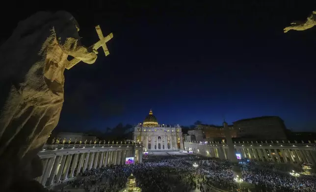 Black smoke billows from the chimney of the Sistine Chapel, where 133 cardinals are gathering on the first day of the conclave, indicating that a successor of late Pope Francis was not elected, Wednesday, May 7, 2025. (AP Photo/Antonio Calanni)