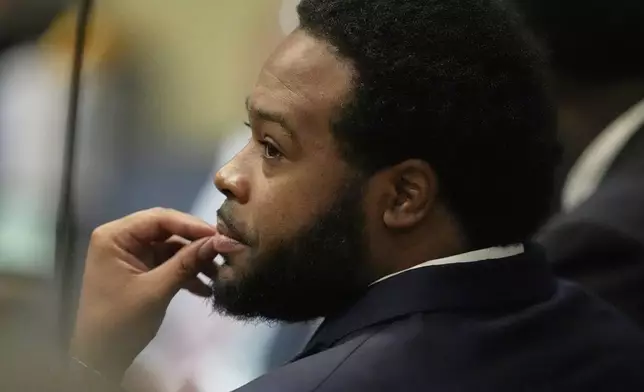 Former Memphis Police Officer Demetrius Haley sits in the courtroom Wednesday, April 30, 2025, during the state trial of Haley and two other former police officers accused in the 2023 death of Tyre Nichols, in Memphis, Tenn. (AP Photo/George Walker IV, Pool)