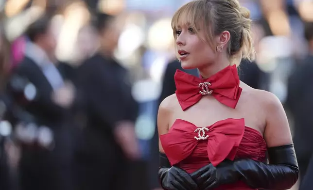 Maria Braz poses for photographers upon arrival at the premiere of the film 'The Mastermind' at the 78th international film festival, Cannes, southern France, Friday, May 23, 2025. (AP Photo/Natacha Pisarenko)