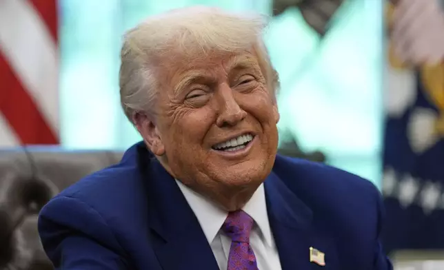 President Donald Trump speaks in the Oval Office of the White House, Tuesday, May20, 2025, in Washington. (AP Photo/Alex Brandon)