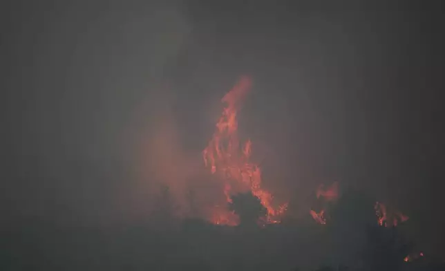 A forest fire is burning near Latrun, Israel, Wednesday, April 30, 2025. (AP Photo/Ohad Zwigenberg)