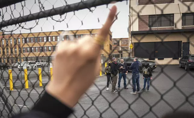 Protestors demand the release of Newark Mayor Ras Baraka after his arrest at an ICE detention prison, Friday, May 9, 2025, in Newark, N.J, (AP Photo/Angelina Katsanis)