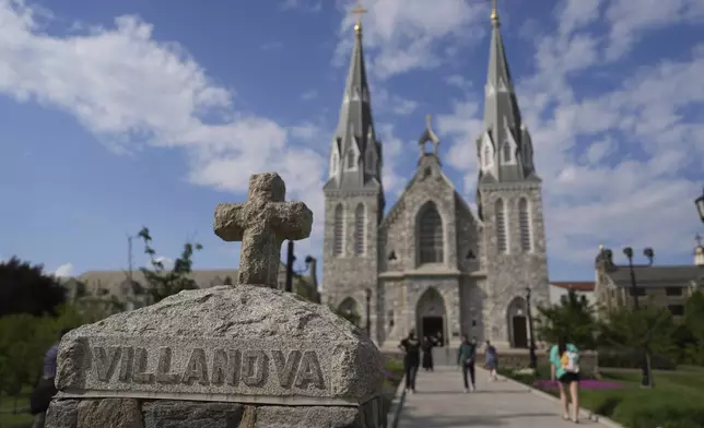 A general view of St. Thomas of Villanova Church on the Villanova University campus is seen, Thursday, May 8, 2025 in Villanova, Pa. (AP Photo/Matt Slocum)