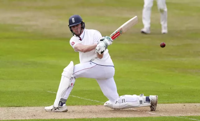 England's Zak Crawley on day one of the Rothesay International test series cricket match between England and Zimbabwe at Trent Bridge, Nottingham, England, Thursday May 22, 2025. (Mike Egerton/PA via AP)