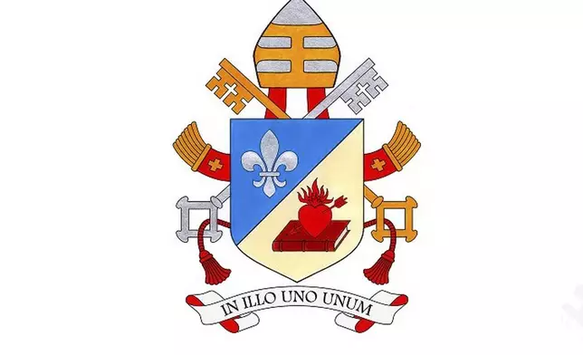 This image released by Vatican Governatorato Saturday, May 10, 2025. shows the Pope Leo XIV's coat of arms. (Vatican Secretariat of State via AP)