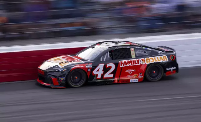 John Hunter Nemechek competes during the NASCAR All-Star Open auto race Sunday, May 18, 2025, in North Wilkesboro, N.C. (AP Photo/Scott Kinser)