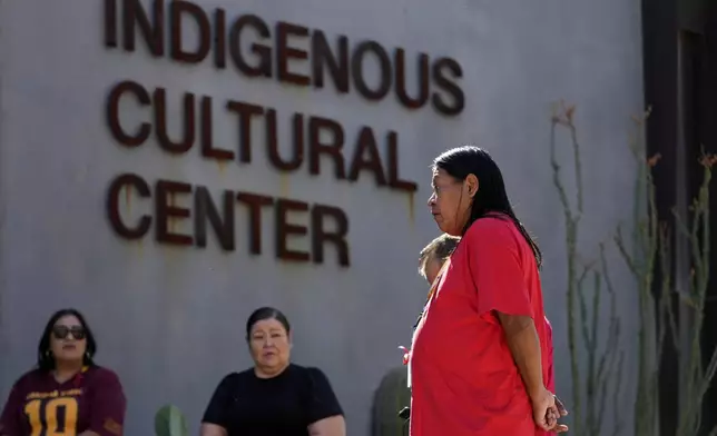Donovan Paddock speaks during an observance of Missing &amp; Murdered Indigenous Peoples Day (MMIP) at the Indigenous Cultural Center at Scottsdale Community College, Friday, May 2, 2025, in Scottsdale, Ariz. (AP Photo/Matt York)