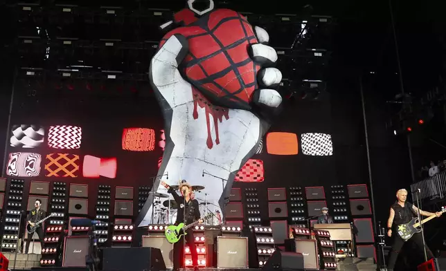 Green Day performs during the 2025 BottleRock Napa Valley on Friday, May 23, 2025, at Napa Valley Expo in Napa, Calif. (Jessica Christian/San Francisco Chronicle via AP)
